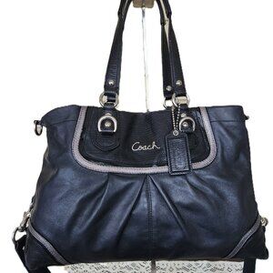 Like New Coach Ashely Black Siaffiano Leather Handbag Purse